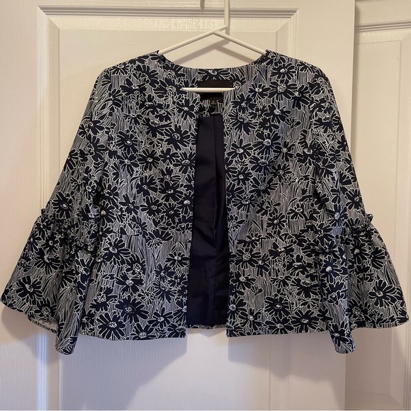 Banana Republic Jackets & Blazers - Banana Republic Navy/White Floral Jacket Blazer Size 10